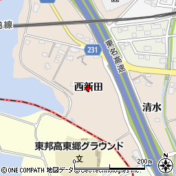 愛知県みよし市黒笹町（西新田）周辺の地図