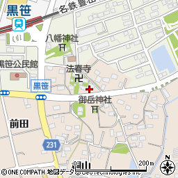 愛知県みよし市黒笹町寺山周辺の地図