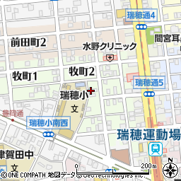 愛知県名古屋市瑞穂区牧町2丁目65周辺の地図