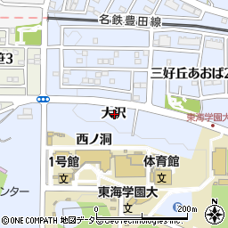 愛知県みよし市福谷町大沢周辺の地図
