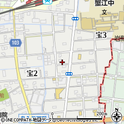 愛知県海部郡蟹江町宝周辺の地図