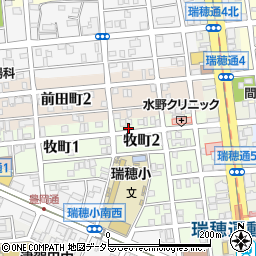 愛知県名古屋市瑞穂区牧町2丁目2周辺の地図