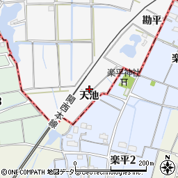 愛知県愛西市本部田町天池周辺の地図