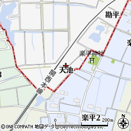 愛知県愛西市本部田町（天池）周辺の地図