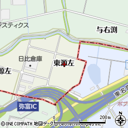 愛知県愛西市西保町東源左周辺の地図