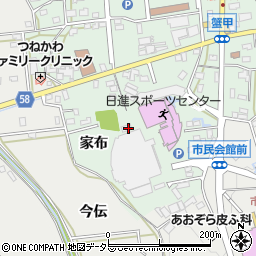 愛知県日進市蟹甲町家布周辺の地図
