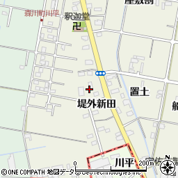 愛知県愛西市西保町（堤外新田）周辺の地図