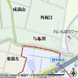 愛知県愛西市西條町（与右渕）周辺の地図