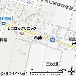 愛知県豊田市伊保町西浦周辺の地図