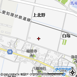愛知県豊田市伊保町（上北野）周辺の地図
