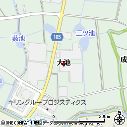 愛知県愛西市西條町（大池）周辺の地図