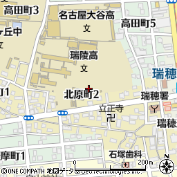 愛知県名古屋市瑞穂区北原町2丁目周辺の地図