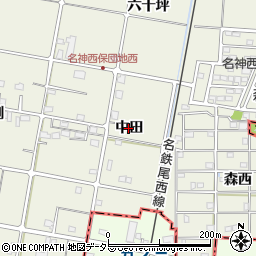 愛知県愛西市西保町（中田）周辺の地図