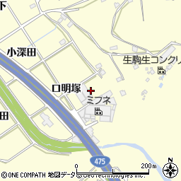 愛知県豊田市御船町口明塚周辺の地図