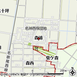 愛知県愛西市西保町森浦周辺の地図