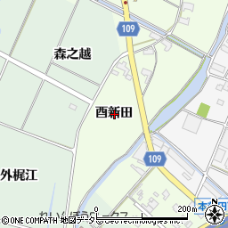 愛知県愛西市東條町酉新田周辺の地図