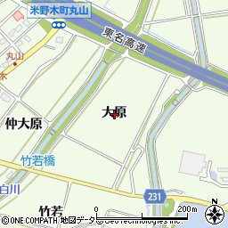 愛知県日進市米野木町大原周辺の地図