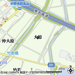 愛知県日進市米野木町（大原）周辺の地図