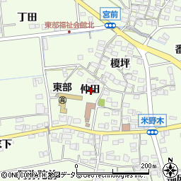 愛知県日進市米野木町仲田周辺の地図