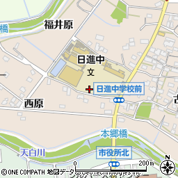 愛知県日進市本郷町（西原中通）周辺の地図