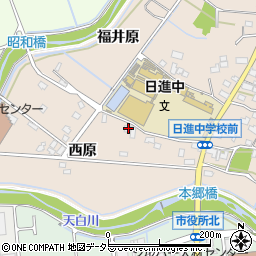 愛知県日進市本郷町中西原周辺の地図