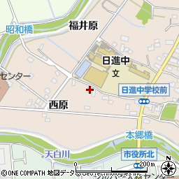 愛知県日進市本郷町（中西原）周辺の地図