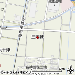 愛知県愛西市西保町三間城周辺の地図