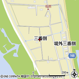 愛知県愛西市立田町三番割周辺の地図