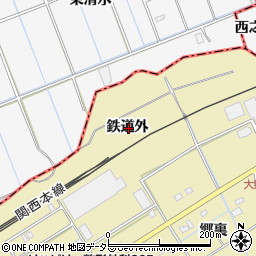 愛知県愛西市大野町鉄道外周辺の地図