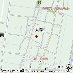 愛知県愛西市森川町（大森）周辺の地図
