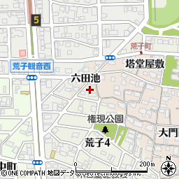愛知県名古屋市中川区荒子町六田池周辺の地図