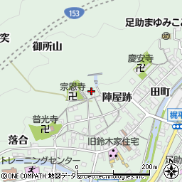 愛知県豊田市足助町後山周辺の地図