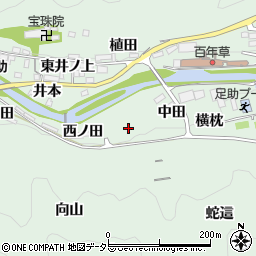 愛知県豊田市足助町西ノ田周辺の地図