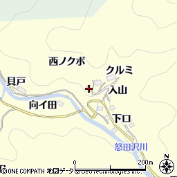 愛知県豊田市怒田沢町（西ノクボ）周辺の地図