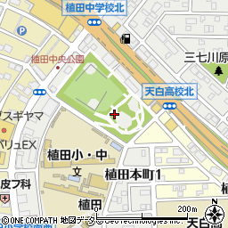 植田中央公園トイレ周辺の地図