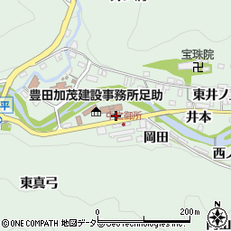 愛知県豊田市足助町岡田周辺の地図