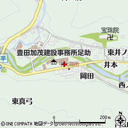 愛知県豊田市足助町（岡田）周辺の地図
