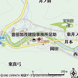 愛知県豊田市足助町岡田3周辺の地図