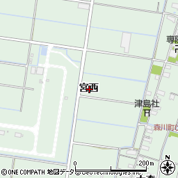 愛知県愛西市森川町宮西周辺の地図