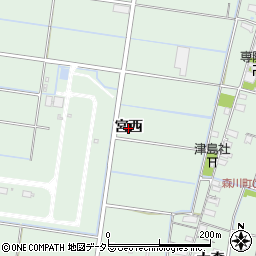 愛知県愛西市森川町（宮西）周辺の地図