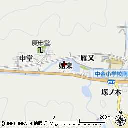 愛知県豊田市中金町（如来）周辺の地図