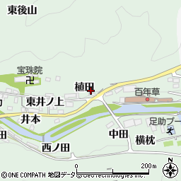 愛知県豊田市足助町（植田）周辺の地図