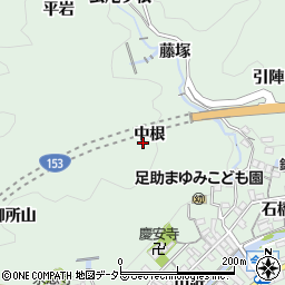 愛知県豊田市足助町（中根）周辺の地図