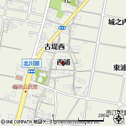 愛知県愛西市西保町（西浦）周辺の地図