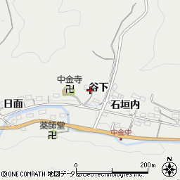 愛知県豊田市中金町谷下周辺の地図
