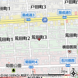 愛知県名古屋市昭和区荒田町周辺の地図