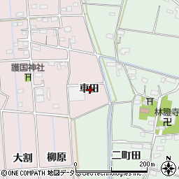 愛知県愛西市東保町車田周辺の地図