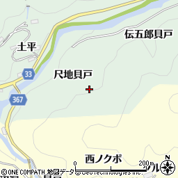 愛知県豊田市川面町尺地貝戸周辺の地図