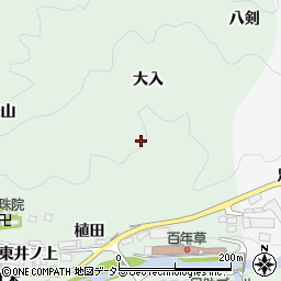 愛知県豊田市足助町大入周辺の地図