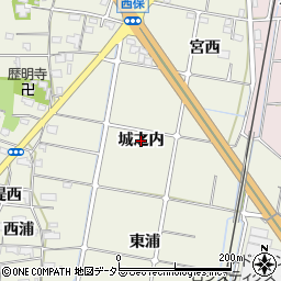 愛知県愛西市西保町（城之内）周辺の地図